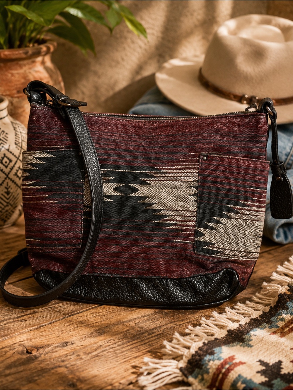 Pistil Ikat Crossbody Bag Southwest Boho Geometric Festival Purse